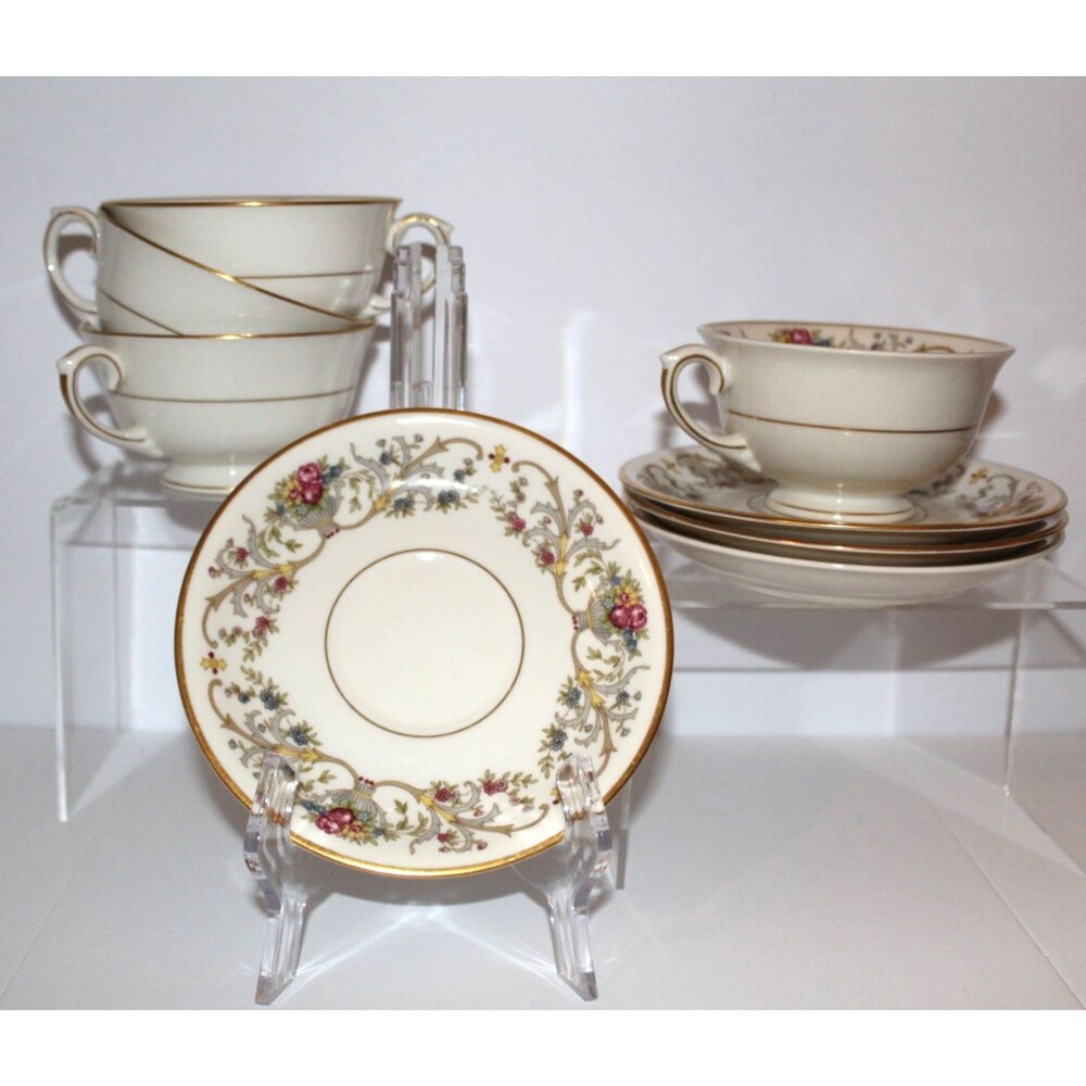 Set of 4 Vintage Lamberton Dorothea China Teacup & Saucers